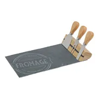G. Wurm Käsebrett mit 3 Besteck 4-teilig - Material: Holz - Schiefer - Zertifikate: Keine Zertifizierung - Detailfarbe: Mehrfarbig