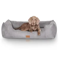 Knuffelwuff Hunde-Bett Dreamline Velour XL, 105 x 75 cm, Grau - Breite: 75 cm - Länge: 105 cm - Detailfarbe: Grau - Tierart: Hund - Produkttyp: Bett
