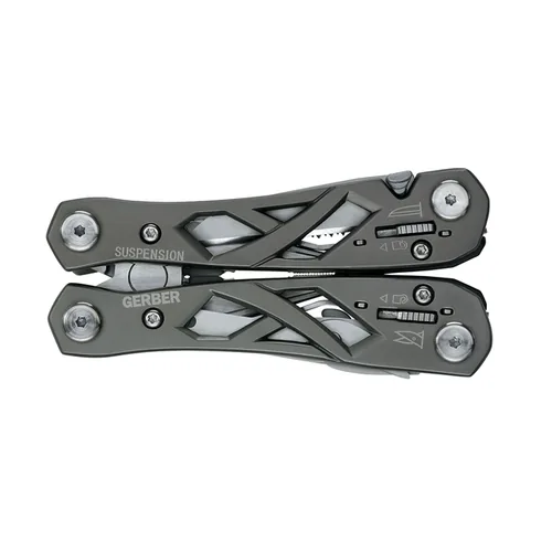 Gerber Multi-Tool Suspension - Typ: Multitool - Anzahl Funktionen: 11 - Funktionen: Dosenöffner - Drahtschneider - Flaschenöffner - Messer - Sägemesser - Schere - Schraubenzieher - Zange - Einhandklinge: Nein - Verriegelung: Keine - Klingenlänge: 152 mm