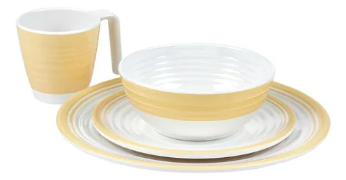 KOOR Outdoor-Geschirrset Manga Vanille - Produkttyp: Geschirr-Set - Material: Melamin - Biologisch abbaubar: Nein - Zertifikate: Keine Zertifizierung - Set: Ja - Zusammenklappbar: Nein