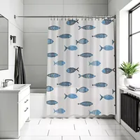 diaqua® Duschvorhang Fish 180 x 200 cm, Blau/Weiss - Produkttyp: Duschvorhang - Detailfarbe: Blau - Weiss - Breite: 180 cm - Höhe: 200 cm - Detailmaterial: Poly-Ethylen-Vinylacetat (PEVA) - Grundmaterial: Kunststoff