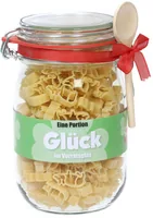 Trendcompany Pasta Glück - Nährwertangabe pro: 100 g - Energiegehalt (in kj): 1450 KJ - Energiegehalt (in kcal): 342 Kcal - Fett: 1.5 g - Davon gesättigte Fettsäuren: 0.4 g - Kohlenhydrate: 68 g