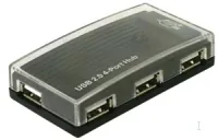 Delock USB-Hub 61393 4x USB-A - Stromversorgung: Netzteil - USB - Anzahl Ports: 4 - Detailfarbe: Schwarz - USB Standard: 2.0 (480 Mbps) - USB Anschluss 2 (Endgerät): USB A - USB Anschluss 1 (Quelle): Mini-USB B