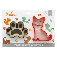 Decora Guetzli-Ausstecher Katze 2 Stück - Detailfarbe: Rot - Dunkelbraun - Materialtyp: Kunststoff - Material: Kunststoff - Set: Ja - Stehkeks: Nein - Verpackungseinheit: 2 Stück