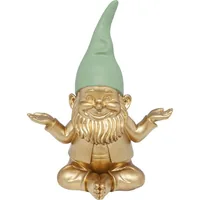 Kare Dekofigur Zwerg Meditation, Gold-Grün - Eigenschaften: Keine Eigenschaft - Detailfarbe: Hellgrün - Gold - Produkttyp: Gartenzwerg