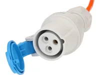 maxCAMP Adapterkabel T12/CEE16, 15m mit Überstromschutz - Anzahl Leiter: 3 - Detailfarbe: Weiss - Orange - Kinderschutz: Nein - Steckereigenschaften: Schalter - Montiert - Steckertyp Ausgang: CEE 16-3 - Leiterquerschnitt: 1.5 mm²