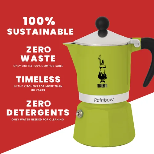 Bialetti Espressokocher Rainbow 3 Tassen grün