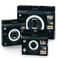 Hama Ringlicht SpotLight Smart 80 II - Farbtemperatur Kelvin: 5500 K - 2100 K - 3000 K - Lichtfarbe: Tageslichtweiss (Kaltweiss) - Neutralweiss - Warmweiss - Leuchtenfarbe: Schwarz