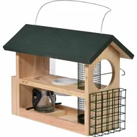 dobar Vogelfutterstation 7-in-1, 39 x 19 x 29 cm, Holz - Grundfarbe: Grün - Beige - Tierart: Vogel - Produkttyp: Futterstelle