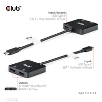 CLUB3D USB-C® Hub to Dual HDMI™ 4K60Hz M/F+PD3.0 100 Watt