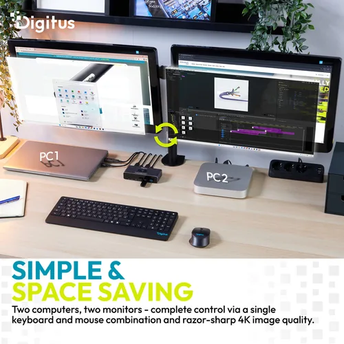Digitus DS-12856 Tastatur/Video/Maus (KVM)-Switch Grau