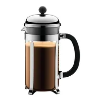 Bodum Kaffeebereiter Chambord 1 l, Silber - Materialtyp: Glas - Material: Borosilikatglas - Zubereitungssystem: French Press - Anzahl Tassen: 8 × - Spülmaschinenfest: Ja - Fassungsvermögen: 1 l