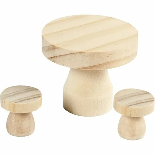 Creativ Company Mini-Möbel Set 2.5 x 2.5 cm - Detailfarbe: Hellbraun - Material: Holz - Motiv: Möbelstück - Anlass: Universal