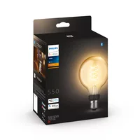 Philips Hue White E27 Einzelpack Globe Filament 550 lm - Lampensockel: E27 - Farbtemperatur Kelvin: 2100 K - Aussenanwendung: Nein - Gesamtleistung: 7 W - Lichtfarbe: Warmweiss (WW) - Leuchten Kategorie: Leuchtmittel