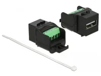Delock Keystone-Modul USB 2.0, Buchse-Terminalblock Schwarz - Modultyp: Keystone - Anschluss Front: Buchse USB A - Anschluss Rück: Terminalblock - Medientyp: USB - Schirmung: Nein - Detailfarbe: Schwarz