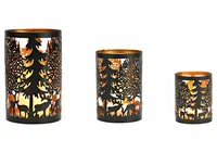 G. Wurm Weihnachtswindlicht Winterszene 3 Stück, Schwarz/Gold - Produkttyp: Weihnachtswindlichter - Detailfarbe: Gold - Schwarz - Detailmaterial: Metall - Grundmaterial: Metall