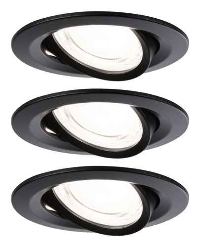 Paulmann Einbauleuchte LED Nova Plus 3-Set Schwarz - Leuchten Kategorie: Einbauleuchte - Betriebsart: Netzbetrieb - Lampensockel: LED fest verbaut - Farbtemperatur Kelvin: 4000 K - Gesamtleistung: 8.4 W - Farbwiedergabeindex CRI: 80