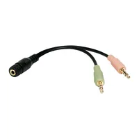 Logilink Audio-Kabel,2x3,5mm 3-PinM zu 3,5 mm 4-PinF,schw.