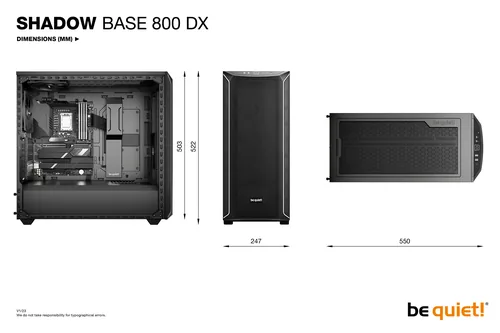 be quiet! PC-Gehäuse Shadow Base 800 DX Schwarz - Unterstützte Mainboards: E-ATX - ATX - Micro-ATX - Mini-ITX - Detailfarbe: Schwarz - Anzahl Lüfterplätze: 8 - Sichtfenster: Ja - Netzteil vorinstalliert: Nein - Gehäuse Bauart: Mid-Tower
