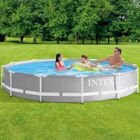 Intex Pool Prism Frame Set 366 x 76 cm - Volumen: 6503 l - Pumpentyp: Kartuschen-Filterpumpe - Schlauchsystem: 32 mm - Form: Rund - Länge: 366 cm - Breite: 366 cm