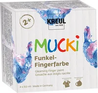 Kreul Fingerfarbe Mucki 150 ml, 4 Stück - Art: Fingerfarbe - Detailfarbe: Blau - Gold - Rosa - Silber - Set: Ja
