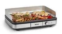 Tefal Tischgrill Maxi Plancha Schwarz/Silber - Eingangsspannung: 230 V - Ausstattung: Antihaftbeschichtung - Spatel - Thermostat - Fettauffangschale - Windschutz - Betriebsanzeigeleuchte - Leistung: 2300 W