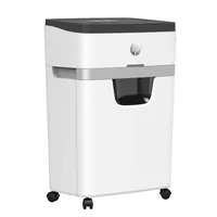HP Aktenvernichter OneShred 12MC P-5, 12 Seiten - Vernichtbare Aktentypen: Heftklammern - Kreditkarten - Büroklammern - Schnittart: Microschnitt - Sicherheitsstufe: 5 - Schnittausgabe: 2 x 15 mm - Blattkapazität: 12 Seiten - Zufuhrautomatik: Ja