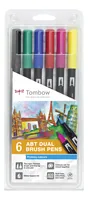 TOMBOW ABT Dual Brush Pen ABT-6P-1 6er Set Grundtöne