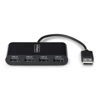 StarTech.com 4-Port USB 2.0 Hub, USB Bus Powered, Small Travel Mini USB Hub, USB 2.0 Splitter, Multi-Port Portable USB Hub, 480Mbps, Overcurrent Protection (OCP)