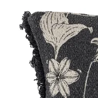 Bloomingville Kissen Mali 50 x 50 cm, Schwarz - Breite: 50 cm - Detailfarbe: Schwarz - Eigenschaften: Aus recyceltem Material - Zertifikate: Keine Zertifizierung - Bezug abnehmbar: Keine Angaben - Mit Bezug: Ja