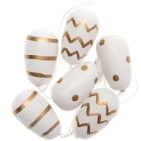 Rico Design Aufhänger Osterei 6 Stück, Gold/Weiss - Verpackungseinheit: 6 Stück - Material: Holz - Detailfarbe: Gold - Weiss - Produkttyp: Aufhänger