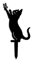 Wallxpert Gartenstecker Katze mit Schmeterling 49 x 24 cm - Produkttyp: Gartenstecker - Motiv: Katze - Detailfarbe: Schwarz - Höhe: 49 cm