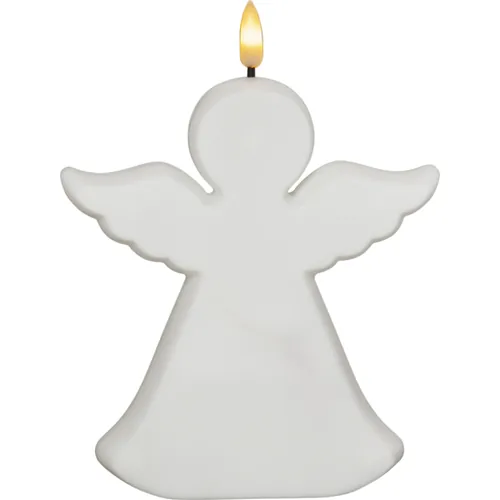 Star Trading LED Grabkerze Flamme Angel, Weiss - Betriebsart: Batteriebetrieb - Aussenanwendung: Ja - Höhe: 18 cm - Timerfunktion: Ja - Set: Nein - Leuchtenfarbe: Weiss