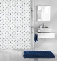 Kleine Wolke Duschvorhang Anchor 120 x 200 cm,  Dunkelblau/Weiss - Breite: 120 cm - Höhe: 200 cm - Detailfarbe: Weiss - Dunkelblau - Produkttyp: Duschvorhang - Detailmaterial: Polyester (PES) - Grundmaterial: Polyester (PES)