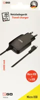 2GO Ladegerät 12W Micro-USB 1x USB, Kabel 1,4m, schwarz