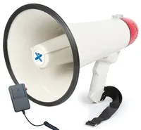 Vonyx Megaphon MEG040 - Nennleistung: 40 W - Prinzip: Aktiv - Einsatzgebiete: Schulen / Aulen - Sportstätte - Ausstattung: Volumenregler - Abnehmbares Mikrofon - Integrierter Sirenen-Sound - Aufnahme- und Wiedergabefunktion - Anwendungsbereich: Live / Büh