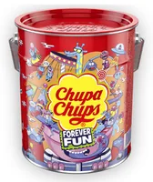 Chupa Chups Chupa Chups Metalldose Best of «Forever Fun» 150 Stück - Produkttyp: Lutschbonbons - Nährwertangabe pro: 100 g - Energiegehalt (in kj): 1646 KJ - Energiegehalt (in kcal): 387 Kcal - Fett: 0.1 g - Gesättigte Fettsäuren: 0.1 g