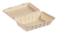 BioPak Menübox 850 ml Braun ungeteilt, 50 Stück - Detailfarbe: Braun - Materialtyp: Pflanzliche Faser - Material: Zuckerrohrpulpe (Bagasse) - Verpackungseinheit: 50 Stück