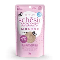 Schesir Nassfutter Baby Mousse Huhn mit Hühnerleber, 70 g - Tierbedürfnis: Kein besonderes Bedürfnis - Geschmacksrichtung: Geflügel - Zertifikate: Keine Zertifizierung - Fleischsorte: Huhn - Futtereigenschaft: Getreidefrei - Produkttyp: Alleinfutter