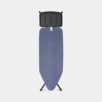 Brabantia Bügeltisch mit Dampfstationsablage Denim Blue - Bügelbrettbezug: Baumwolle (CO) - Ausstattung: Transportverriegelung - Kindersicherung - Dampfstationsablage - Ergonomisch - Höhenverstellbar: Ja - Breite: 45 cm - Detailfarbe: Dunkelblau - Länge: 
