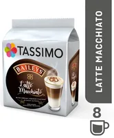 TASSIMO Kaffeekapseln Jacobs Latte Macchiato Baileys 8 Portionen - Entkoffeiniert: Nein - Produktionsland: Deutschland - Packungsgrösse: 8 Stück - Geschmacksrichtung: Baileys - Getränkeart: Latte Macchiato - Kaffeeart: Tassimo