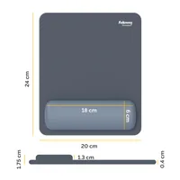 Fellowes Ergonomische Mausmatte Breyta mit Handgelenkauflage Navy - Tiefe: 200 mm - 240 mm - Breite: 200 mm - 240 mm - Detailfarbe: Navy - Form: Eckig - Höhe: 17.5 mm - Handgelenkauflage: Ja