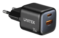 UNITEK 2x GAN 20W mains charger, black