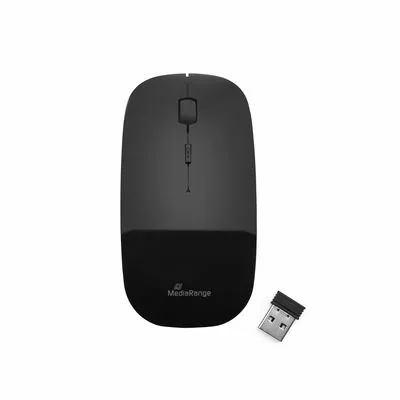 MediaRange Maus Wireless 3 Tasten, geräuscharm schwarz glänz