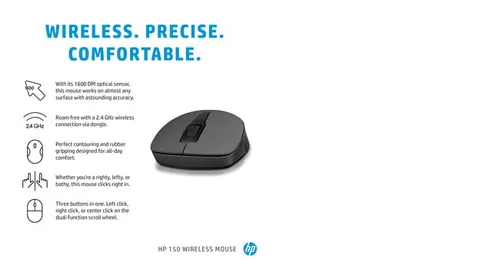 HP Maus 150 Kabellos USB-A 3-Tasten Schwarz