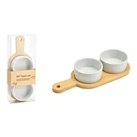 G. Wurm 10038564 serving dish Bamboo, Ceramic White, Wood Round
