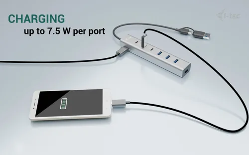 I-TEC USB-C/USB-A Charging Metal HUB -  7 Port -  3x USB-C 3.2 Gen. 1 -  4x USB-A 3.2 Gen. 1