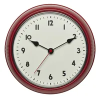 TFA Dostmann Funk-Wanduhr Retro Rot, Ø 24 cm - Form: Rund - Detailfarbe: Rot - Uhrtyp: Analog - Funksignal: Ja - Funktionen: 24-Stundenanzeige - Detailmaterial: Metall - Kunststoff