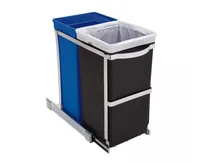 Simplehuman Schrank-Abfalleimer 20+15 l - Anzahl Behälter: 2 - Detailfarbe: Blau - Schwarz - Fassungsvermögen: 35 l - Form: Eckig - Material: Stahl