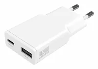 4smarts USB-Wandladegerät PDPlug Duos Slim PD 20W - Ladeport Output: 1x USB-C 20W - 1x USB 18W - Detailfarbe: Weiss - USB Ladeanschluss: 2